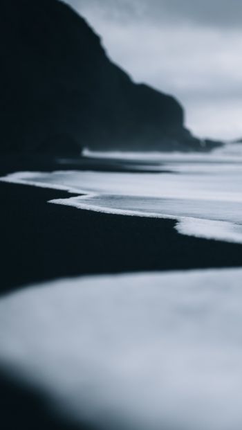 black sand, sand, sea, water, surf Wallpaper 640x1136