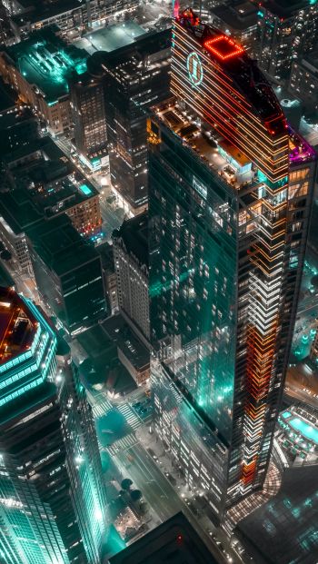 city, skyscraper, night city, night, city lights Wallpaper 640x1136