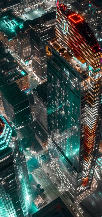 city, skyscraper, night city, night, city lights Wallpaper 720x1520