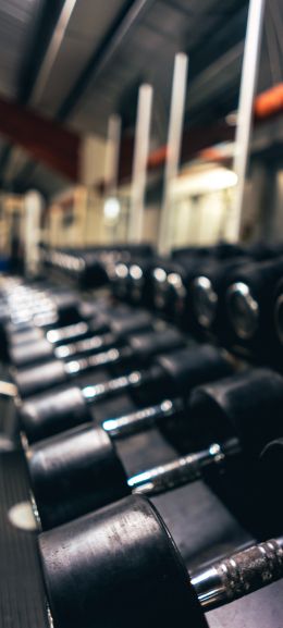 dumbbell, sports hall. force, iron Wallpaper 1080x2400