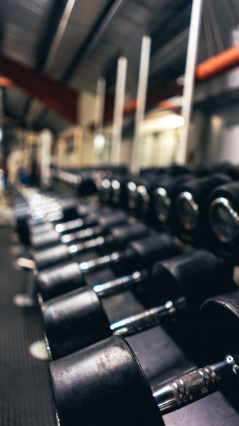 dumbbell, sports hall. force, iron Wallpaper 1440x2560