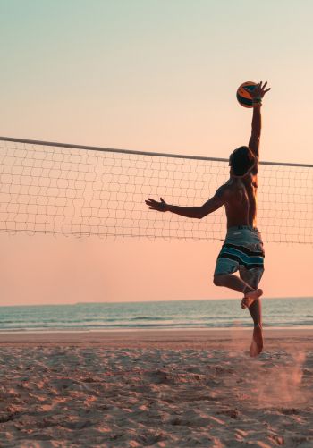 beach volleyball, volleyball, sport, beach, sea Wallpaper 1668x2388