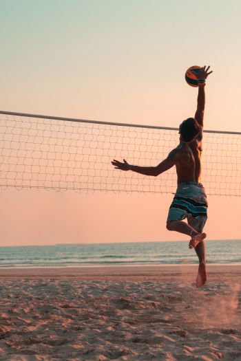 beach volleyball, volleyball, sport, beach, sea Wallpaper 640x960
