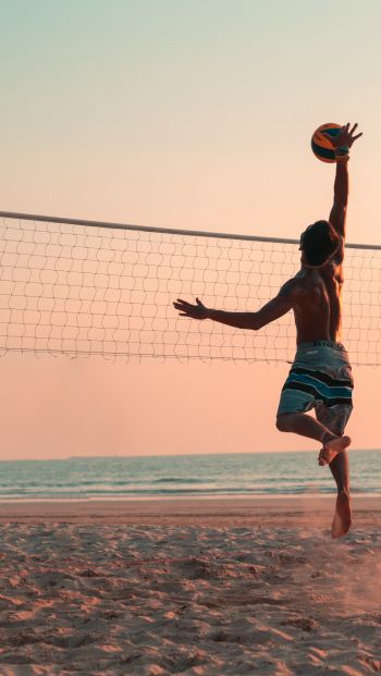 beach volleyball, volleyball, sport, beach, sea Wallpaper 640x1136
