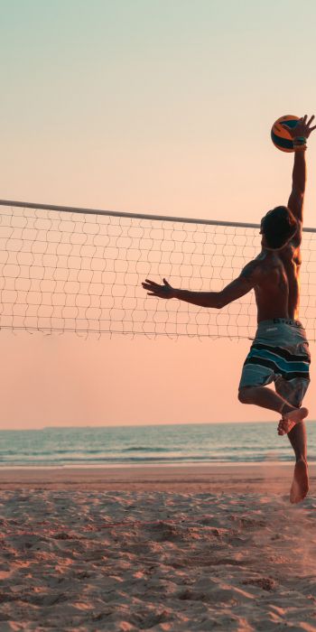 beach volleyball, volleyball, sport, beach, sea Wallpaper 720x1440