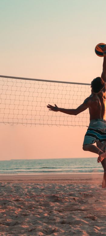 beach volleyball, volleyball, sport, beach, sea Wallpaper 720x1600