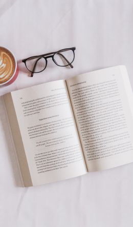 book, glasses, coffee, leisure Wallpaper 600x1024