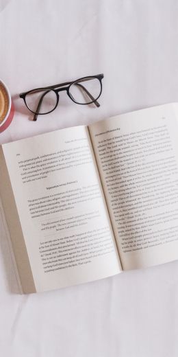 book, glasses, coffee, leisure Wallpaper 720x1440