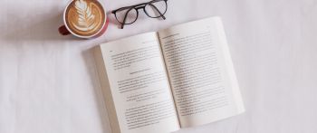 book, glasses, coffee, leisure Wallpaper 2560x1080