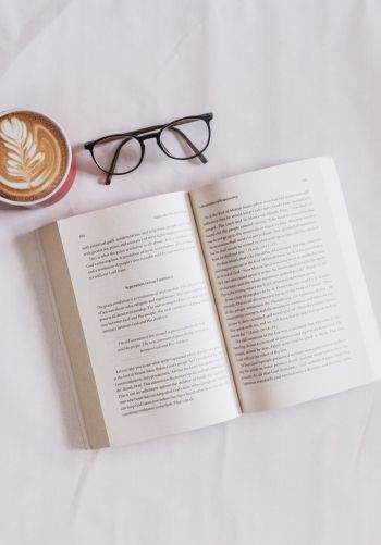 book, glasses, coffee, leisure Wallpaper 1668x2388