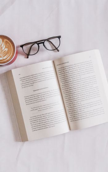 book, glasses, coffee, leisure Wallpaper 1200x1920