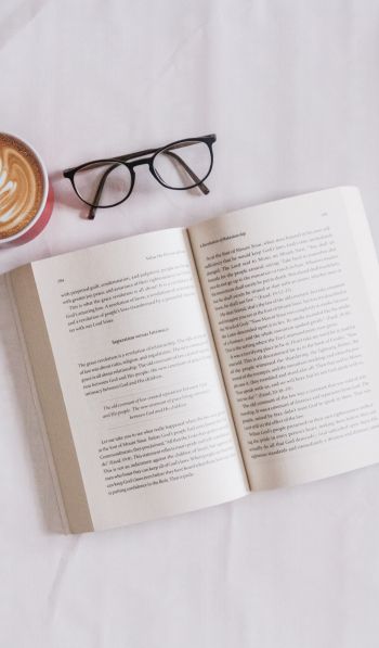 book, glasses, coffee, leisure Wallpaper 600x1024