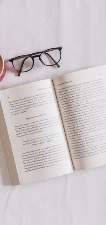 book, glasses, coffee, leisure Wallpaper 720x1520
