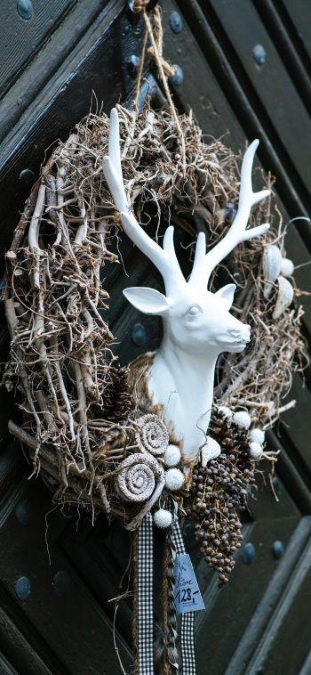 wreath, deer Wallpaper 1080x2340