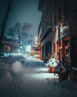 street, snowfall, winter Wallpaper 3290x4112