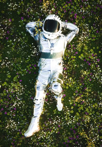 astronaut, grass, rest Wallpaper 1640x2360