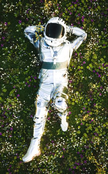 astronaut, grass, rest Wallpaper 1200x1920