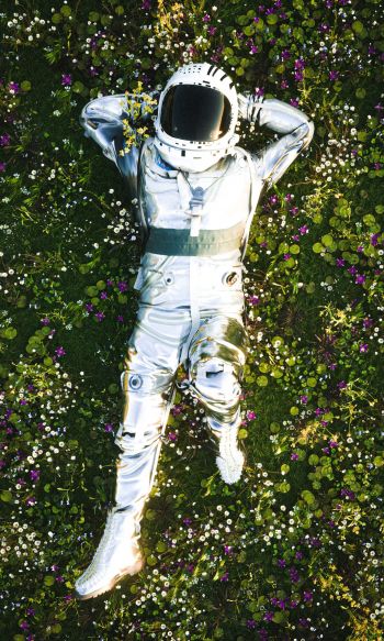 astronaut, grass, rest Wallpaper 1200x2000