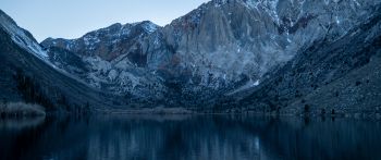 Обои 2560x1080 горы, озеро, отражение