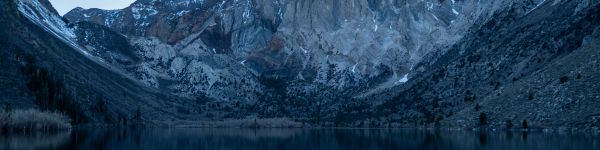 mountains, lake, reflection Wallpaper 1590x400