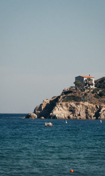 house by the sea, rocks Wallpaper 1200x2000