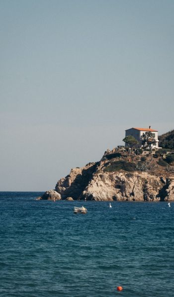house by the sea, rocks Wallpaper 600x1024