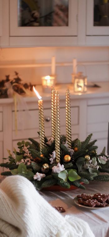 candles, spruce Wallpaper 828x1792