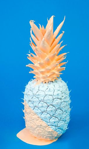 pineapple, paint, blue Wallpaper 1200x2000