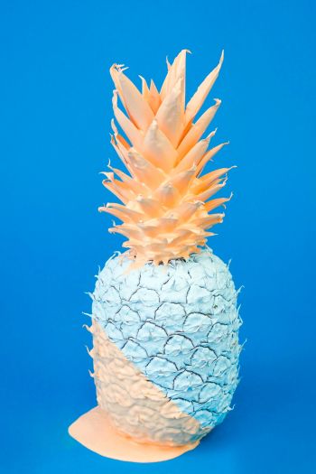pineapple, paint, blue Wallpaper 640x960