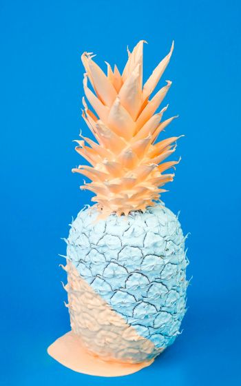 pineapple, paint, blue Wallpaper 800x1280