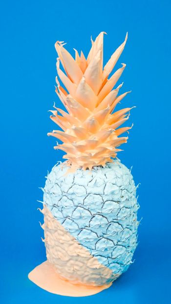 pineapple, paint, blue Wallpaper 640x1136