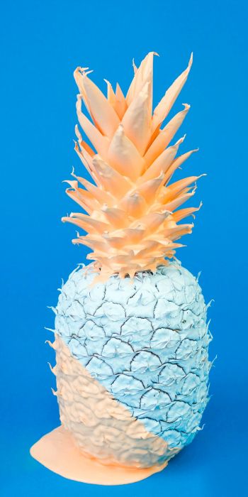pineapple, paint, blue Wallpaper 720x1440