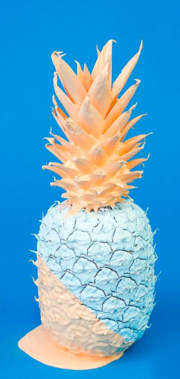 pineapple, paint, blue Wallpaper 720x1520