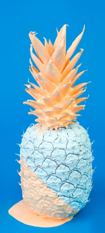 pineapple, paint, blue Wallpaper 720x1600