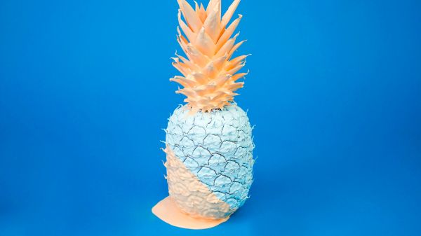 pineapple, paint, blue Wallpaper 1366x768