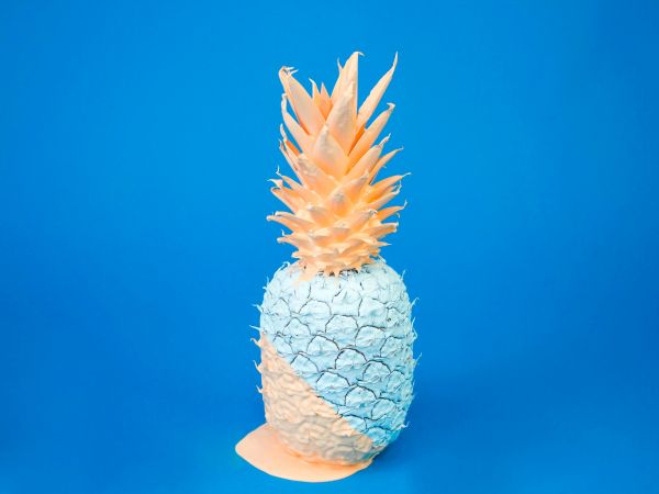 pineapple, paint, blue Wallpaper 1024x768