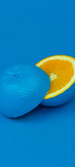 orange, blue, paint Wallpaper 1440x3200