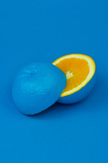 Обои 640x960 апельсин, синий, краска