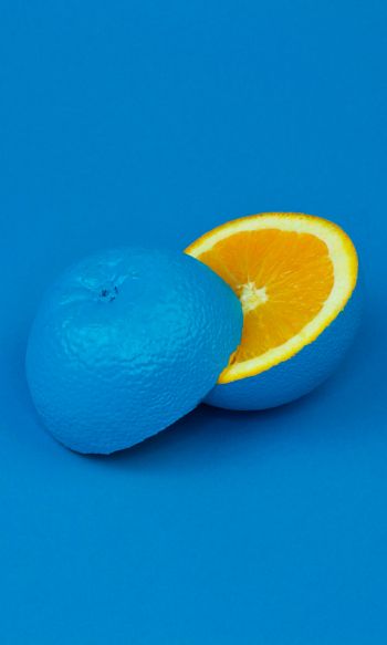 Обои 1200x2000 апельсин, синий, краска