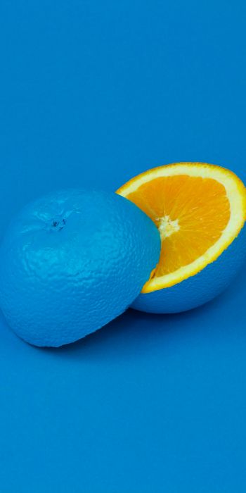 Обои 720x1440 апельсин, синий, краска