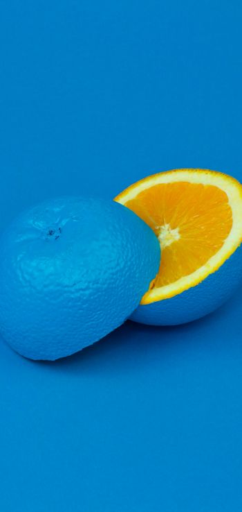 Обои 1080x2280 апельсин, синий, краска