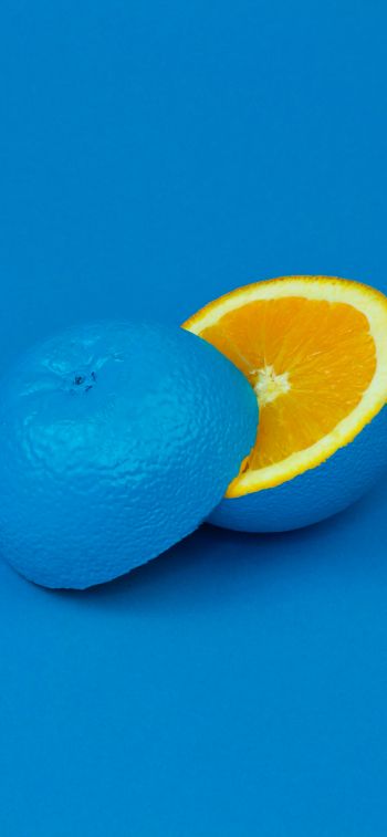 Обои 828x1792 апельсин, синий, краска
