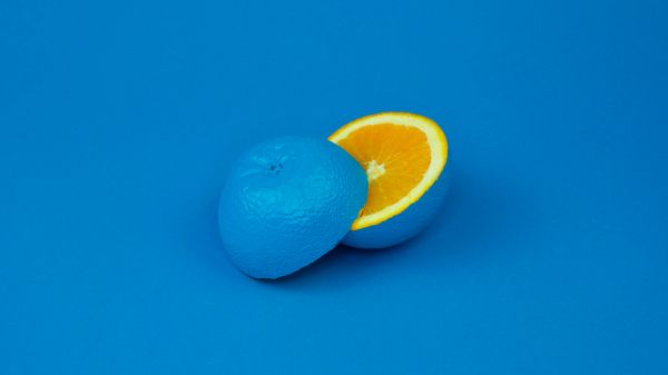 orange, blue, paint Wallpaper 1600x900