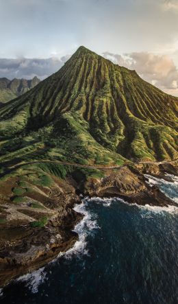 mountain, sea, green Wallpaper 600x1024