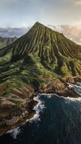 mountain, sea, green Wallpaper 640x1136