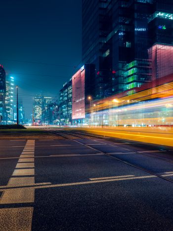 night city skyscrapers night long exposure Wallpaper 1668x2224