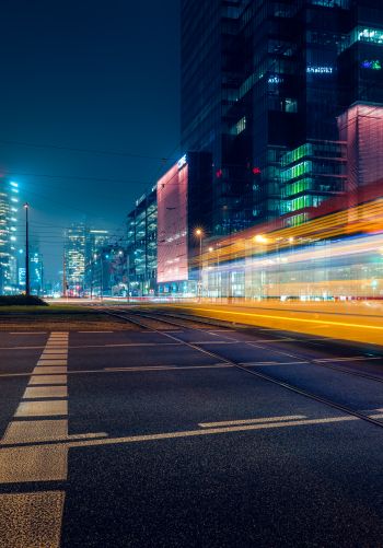 night city skyscrapers night long exposure Wallpaper 1668x2388