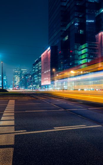 night city skyscrapers night long exposure Wallpaper 1752x2800