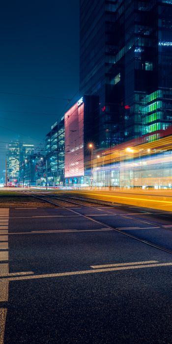 night city skyscrapers night long exposure Wallpaper 720x1440