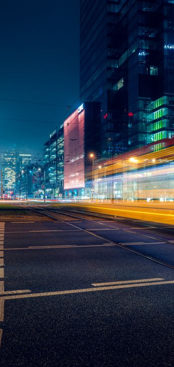 night city skyscrapers night long exposure Wallpaper 1080x2280